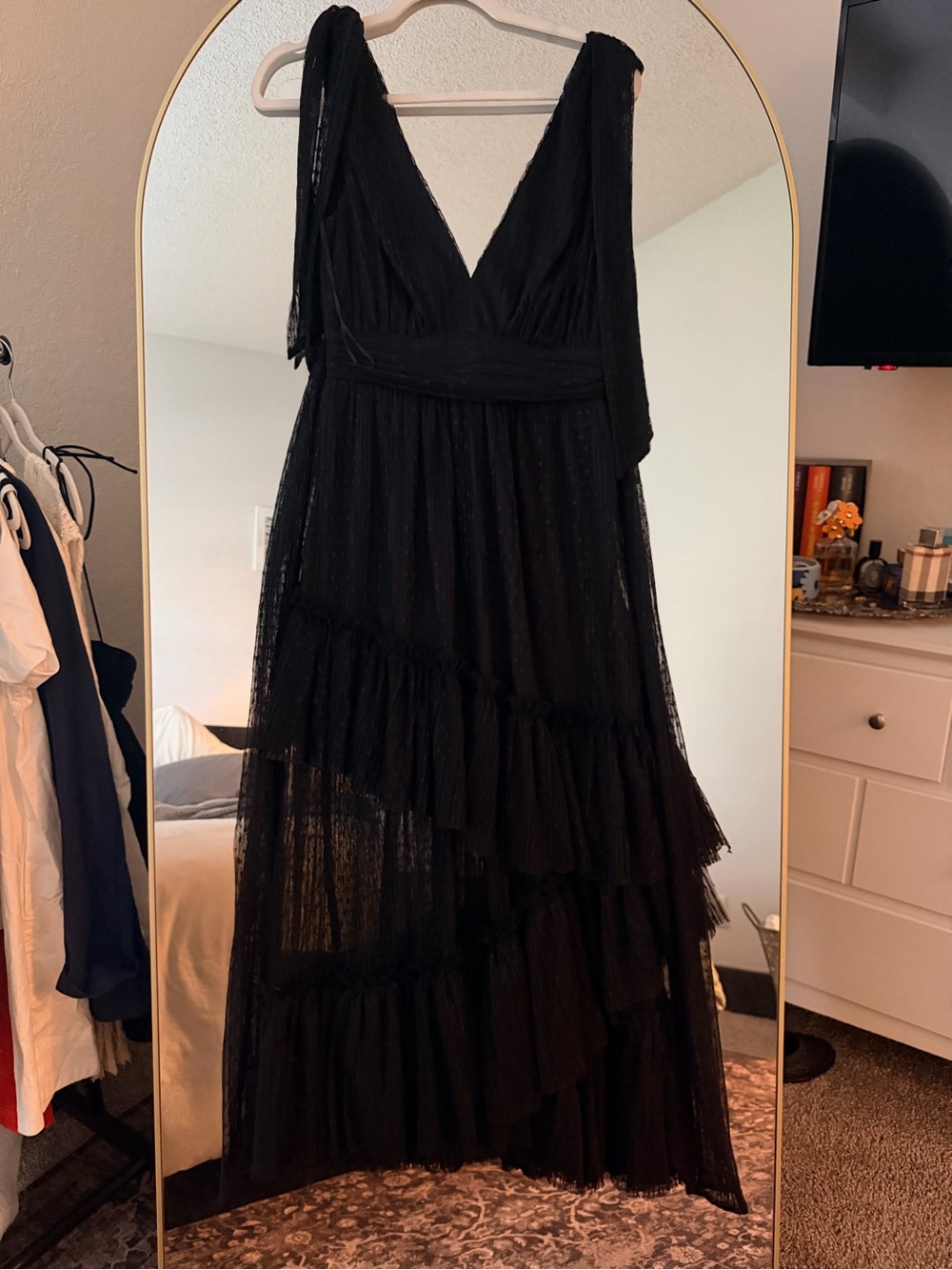 VICI Black Tiered Ruffle Maxi Dress | S